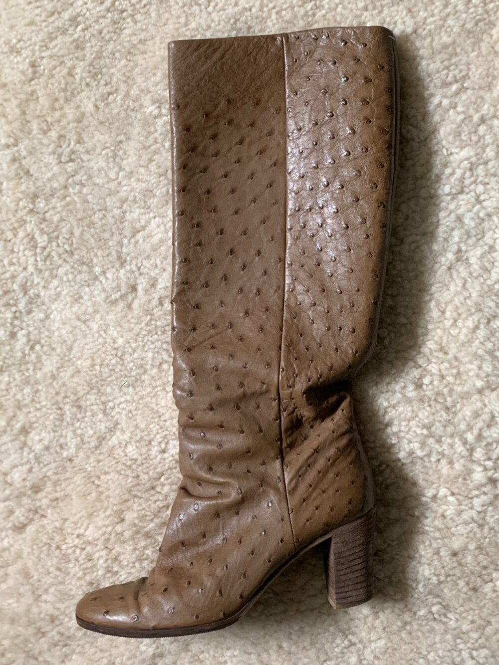 Maison Margiela brown ostrich knee high boots, Size 39